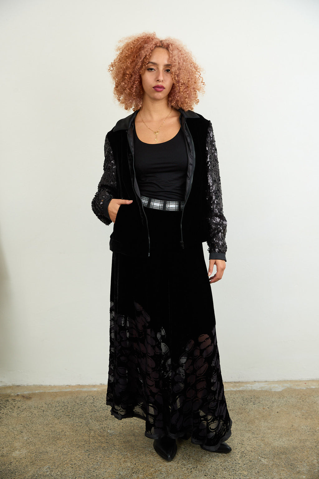 SYLVIA RILEY Amber Velvet Devore Skirt