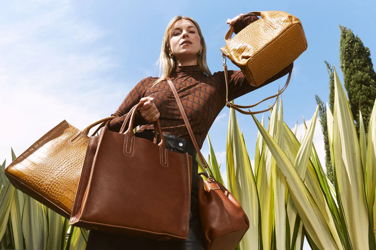 BIDINIS Florence Nappa Tote Rust Tan