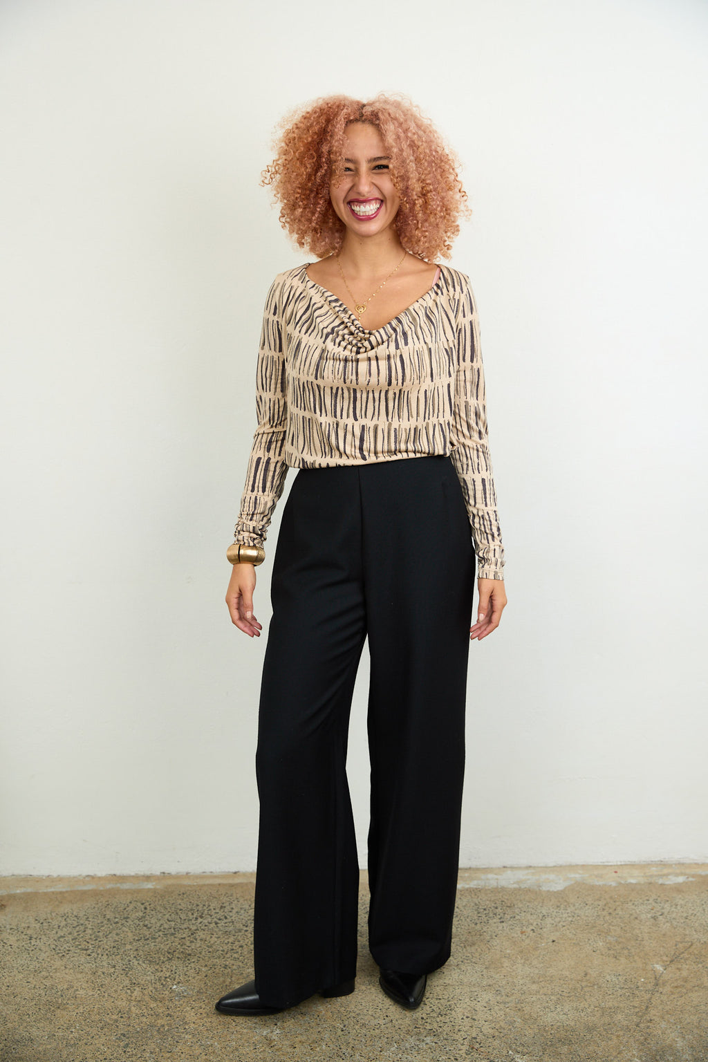 SYLVIA RILEY Cora Cowl neck top-hand dyed