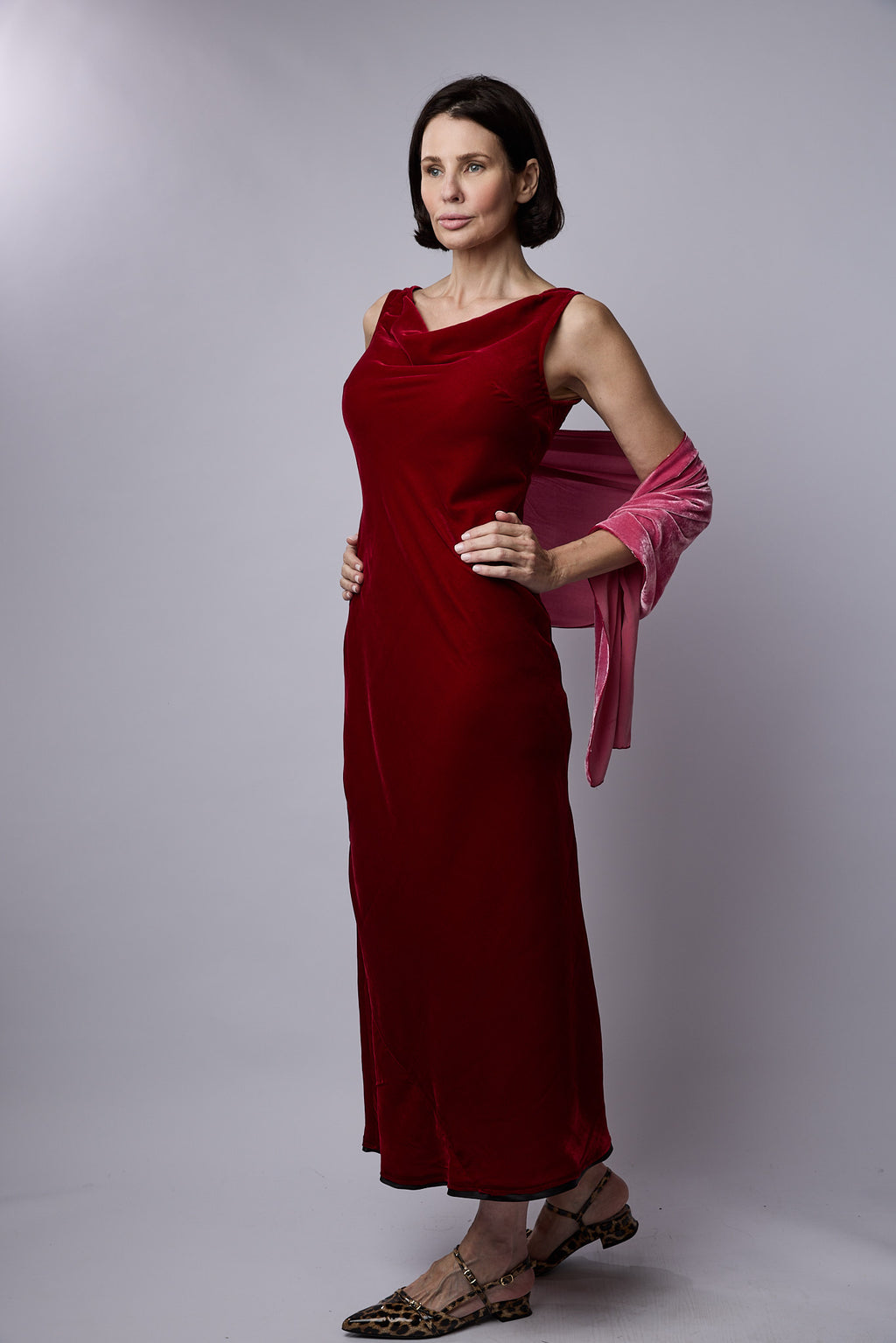 Clarabelle Silk Velvet Dress Red