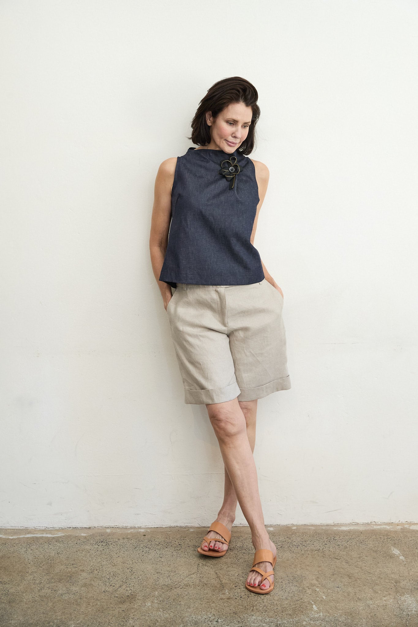 Astoria Indigo Zipper Top