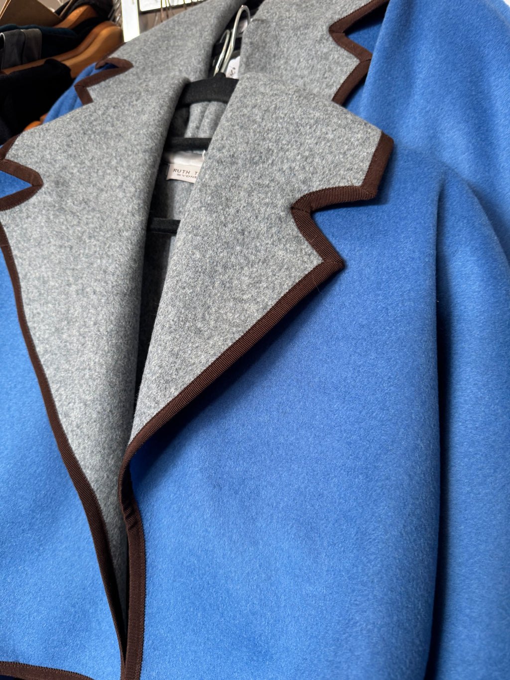 Eliza Jacket Double Face Wool Blue/grey