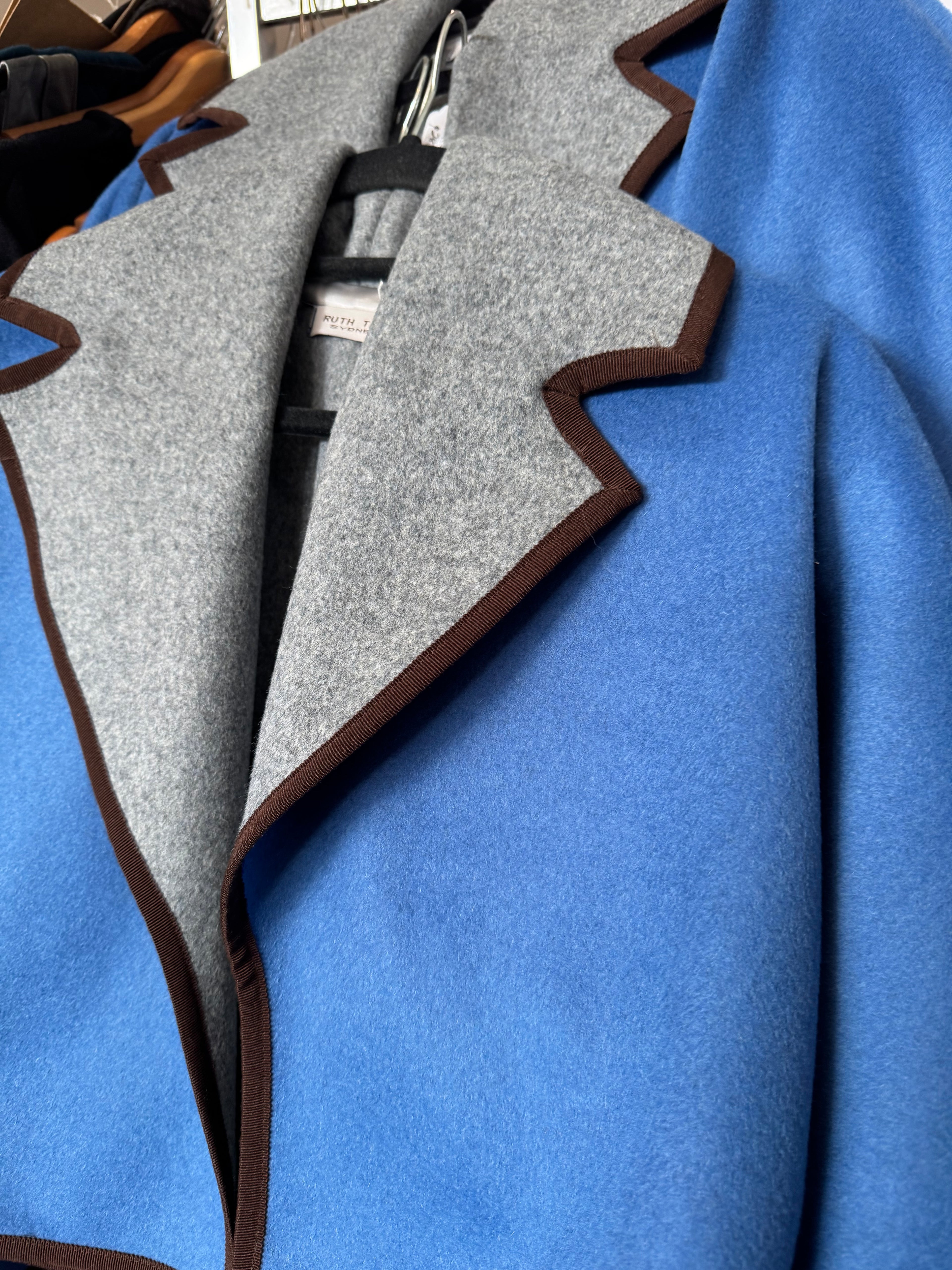 Eliza Jacket Double Face Wool Blue/grey