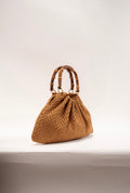 BIDINIS Caterina Medium Raffia Shopping Bag Textured Tobacco Brown