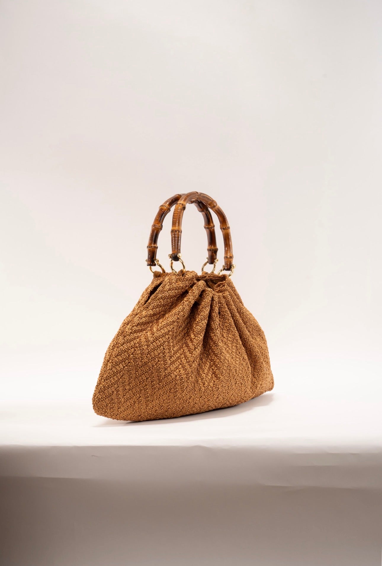 BIDINIS Caterina Medium Raffia Shopping Bag Textured Tobacco Brown