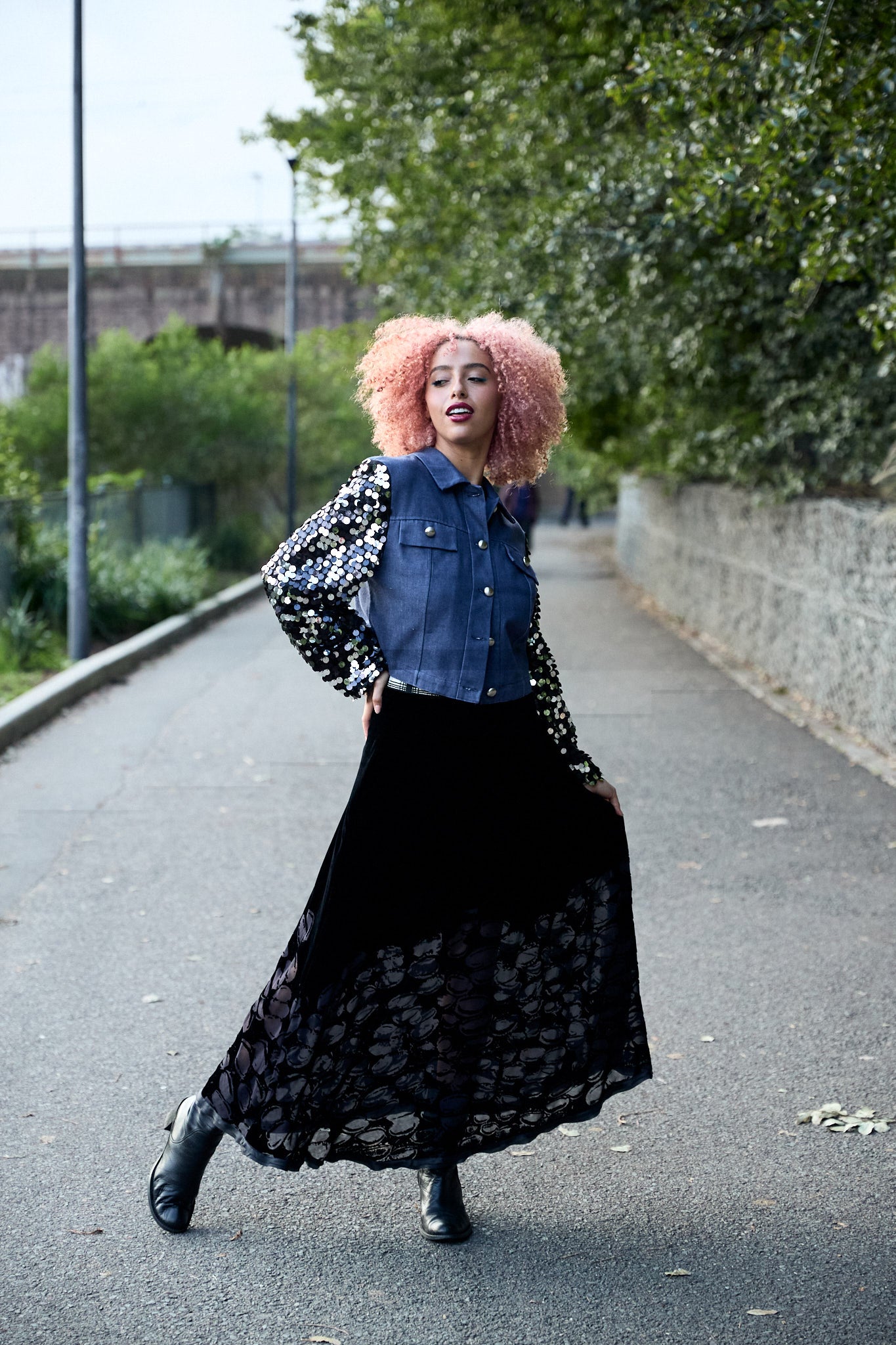 SYLVIA RILEY Amber Velvet Devore Skirt