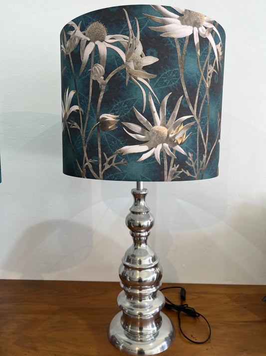 Lamp-MS CHIEF DESIGNS large chrome base/Flannel Flowers Coast