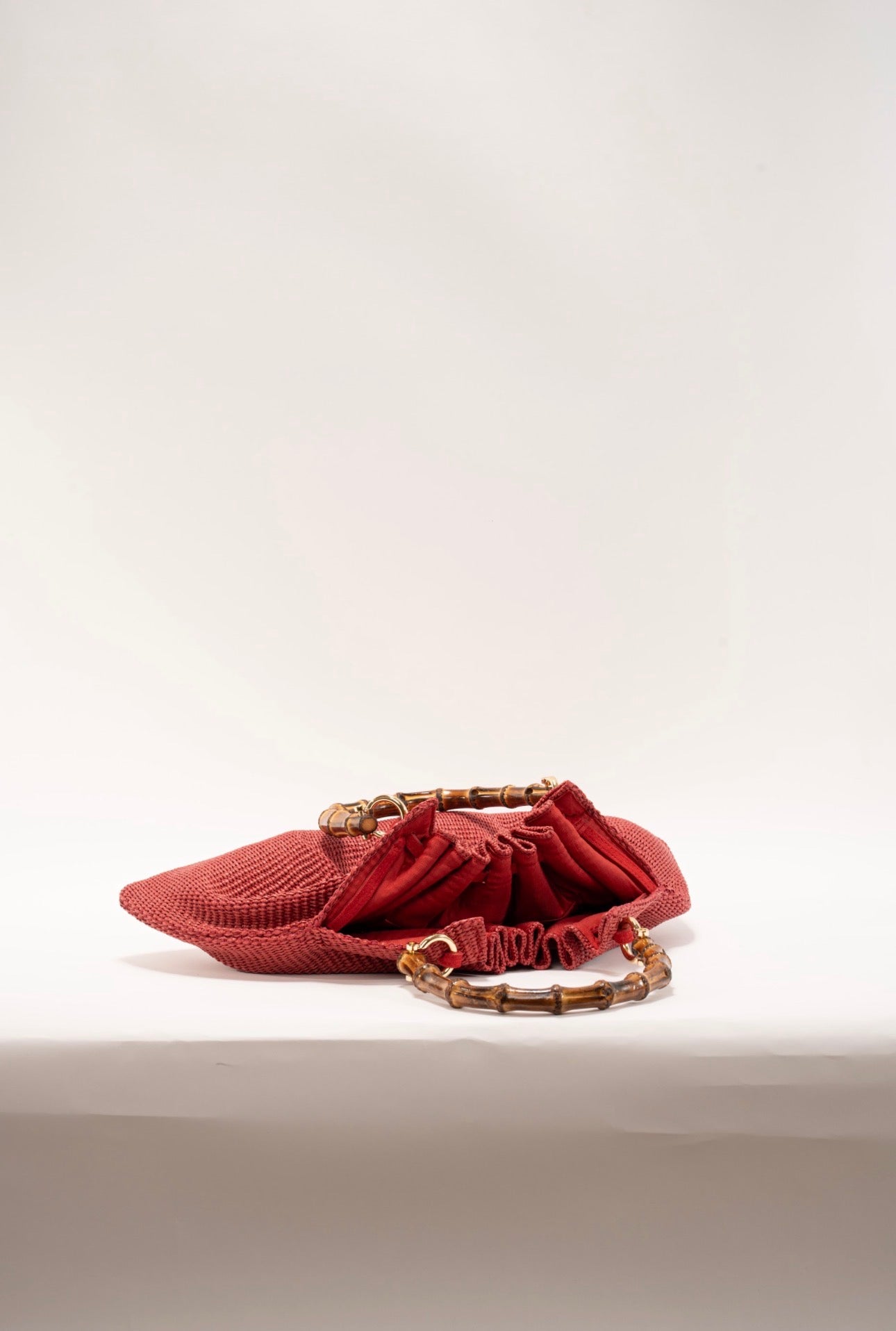 BIDINIS Caterina Medium Raffia Shopping Bag Red