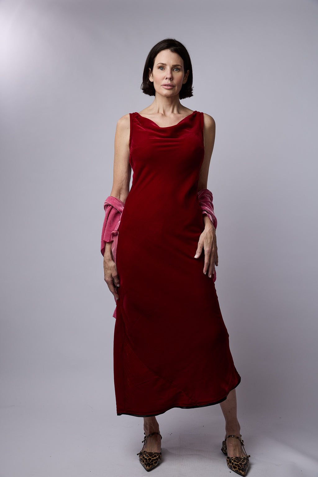 Clarabelle Silk Velvet Dress Red