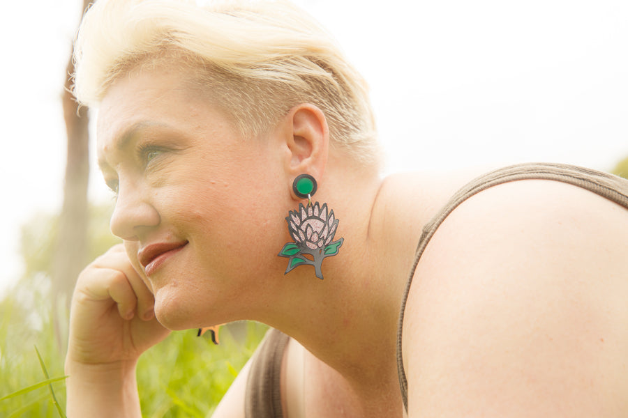 Pink Waratah Earrings