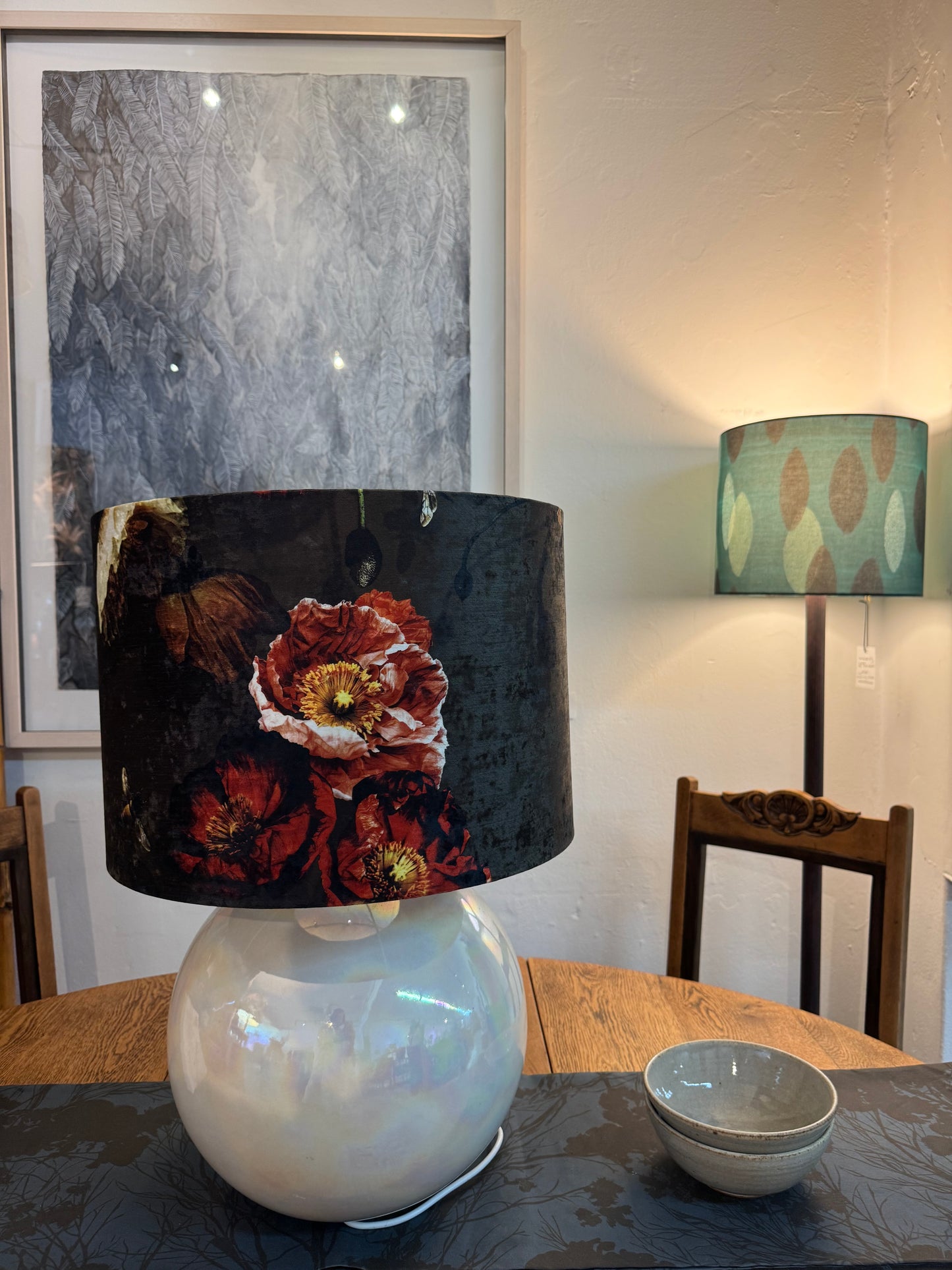 LAMP-Zynska Textiles shade on metal standard lamp base