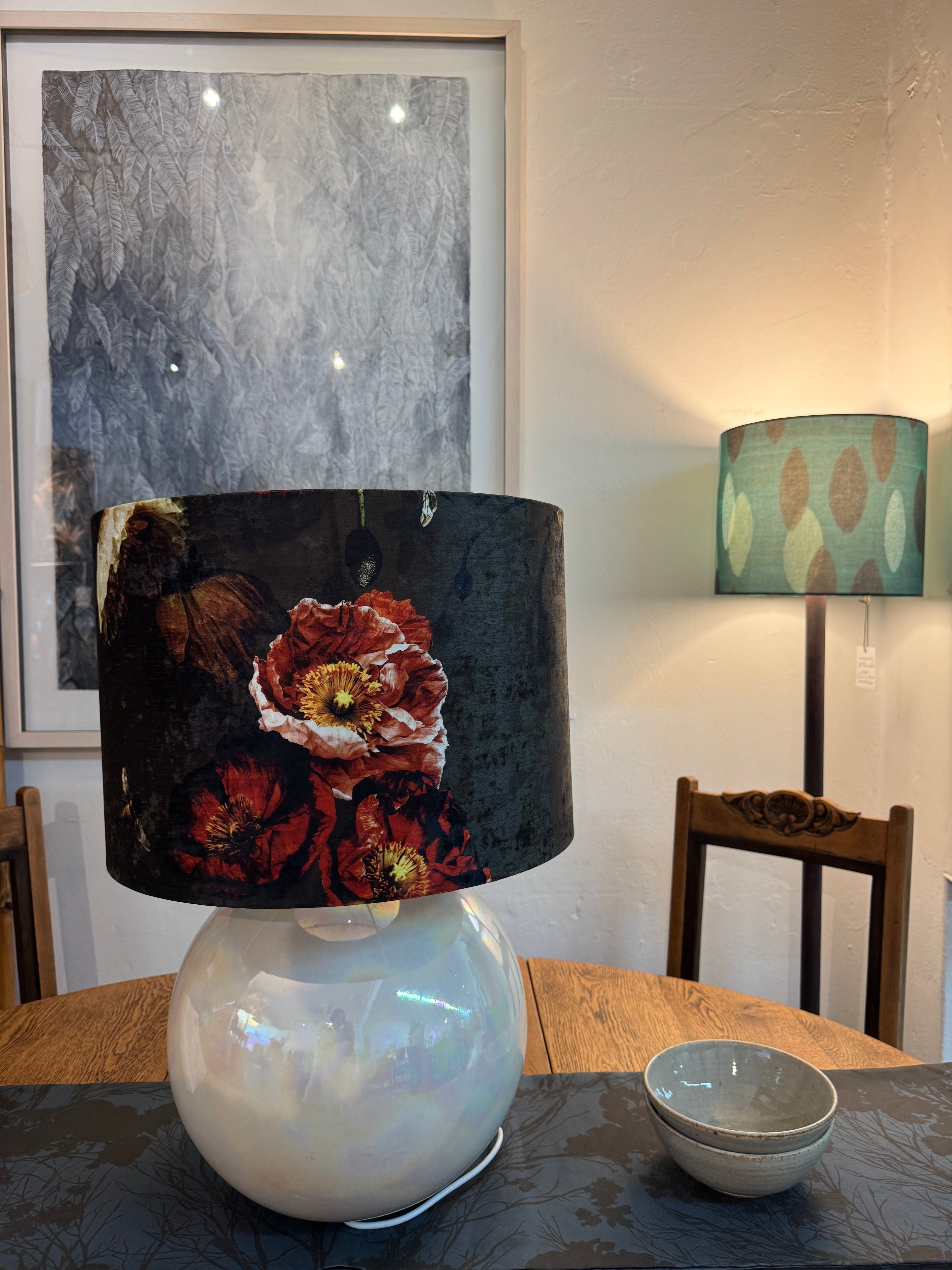 LAMP-Zynska Textiles shade on metal standard lamp base