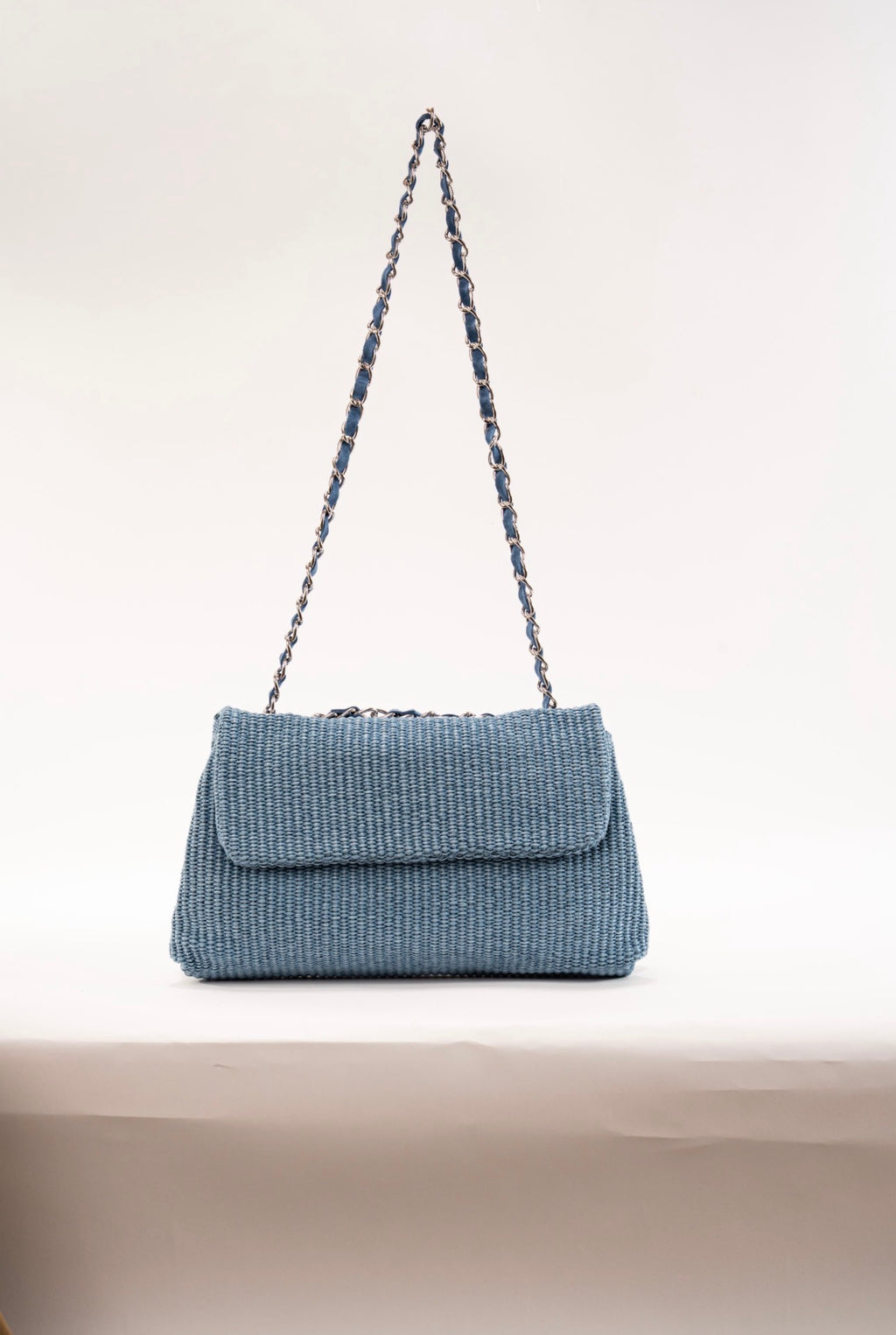 BIDINIS Clarice raffia bag Blue