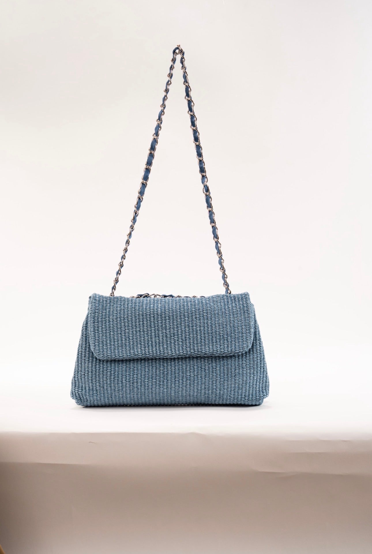BIDINIS Clarice raffia bag Blue