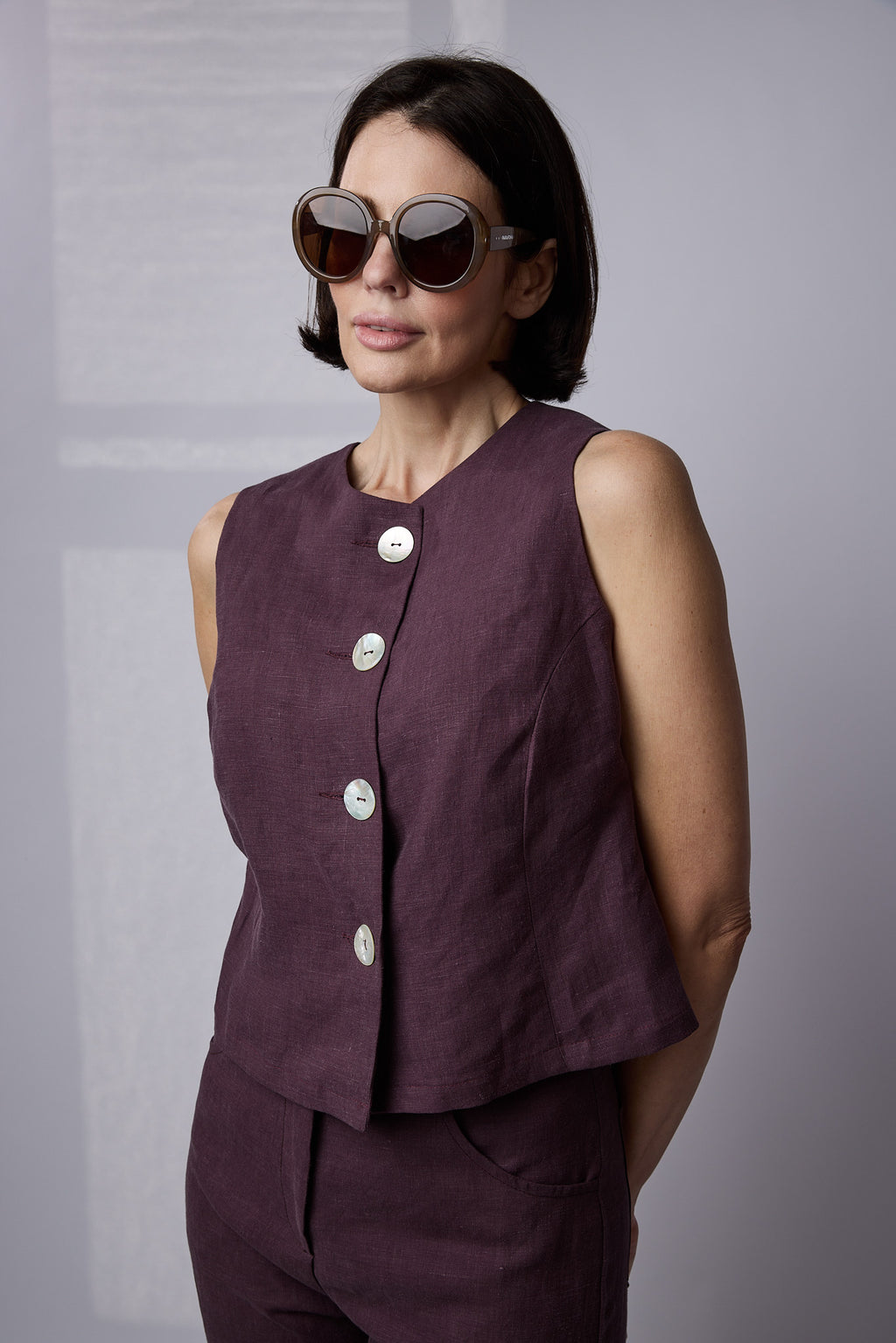 Florence Top Raisin linen