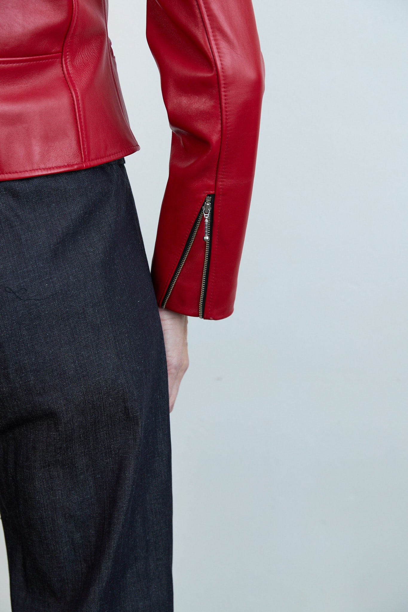 Leather Biker Jacket Red