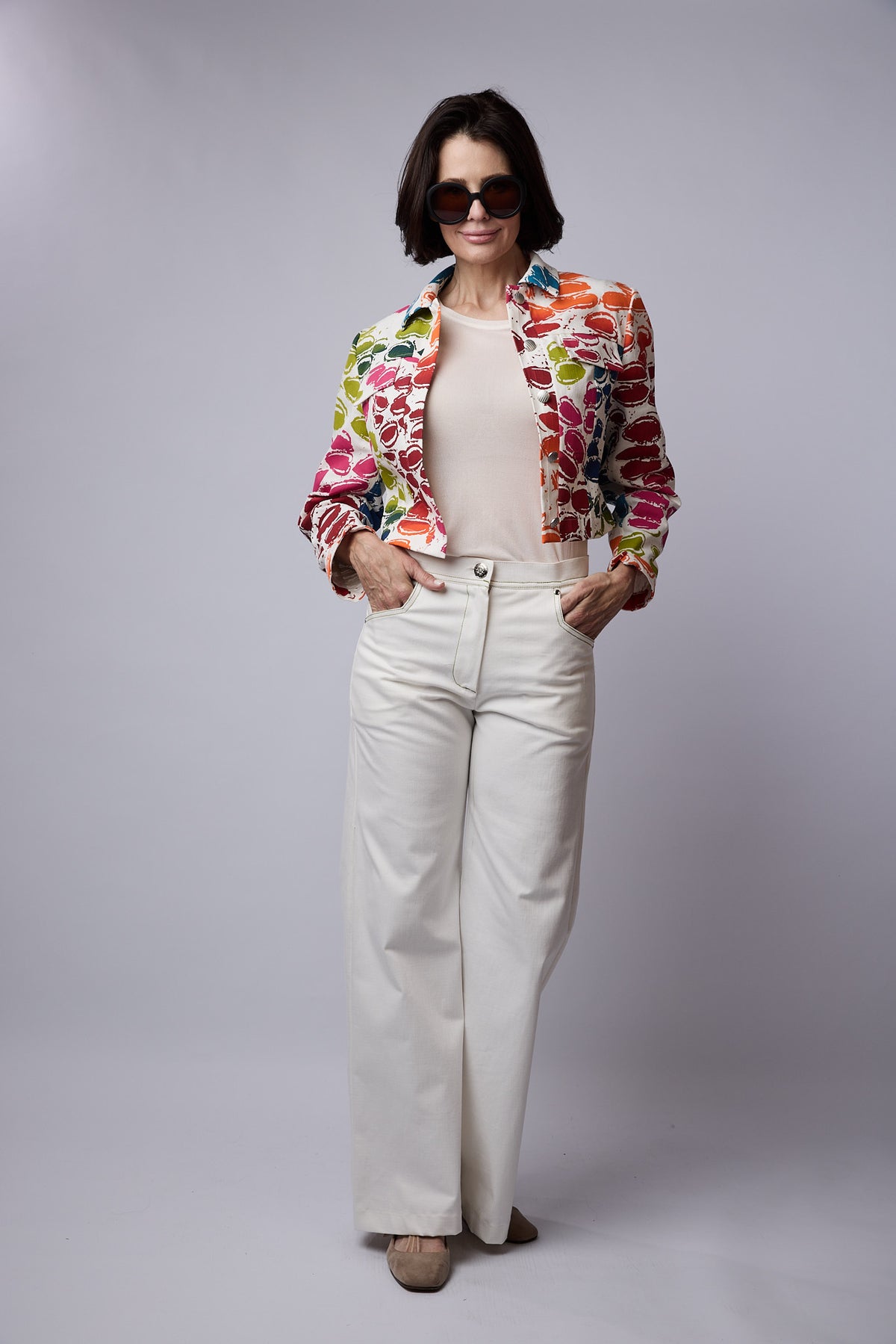 Flared Jeans White Denim
