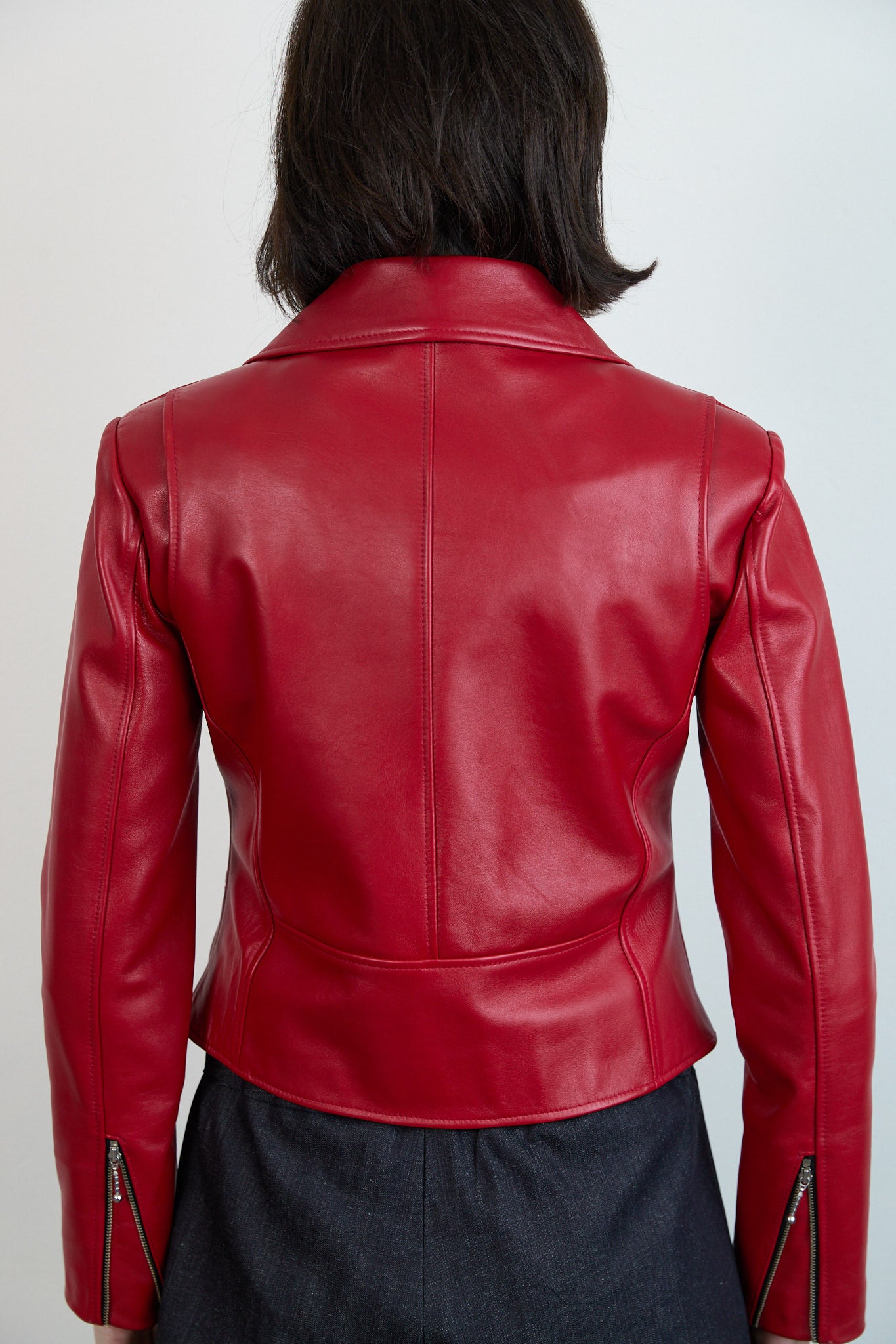 Leather Biker Jacket Red