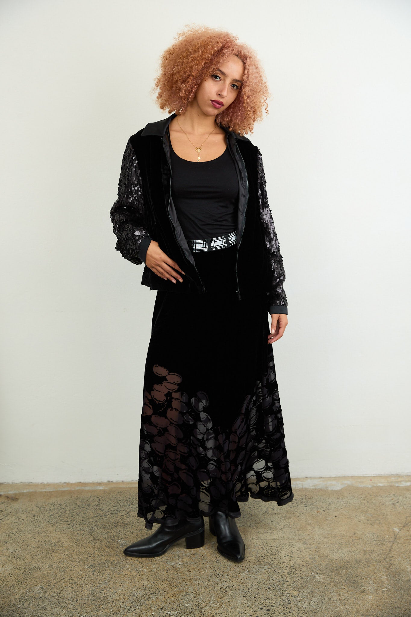 SYLVIA RILEY Amber Velvet Devore Skirt