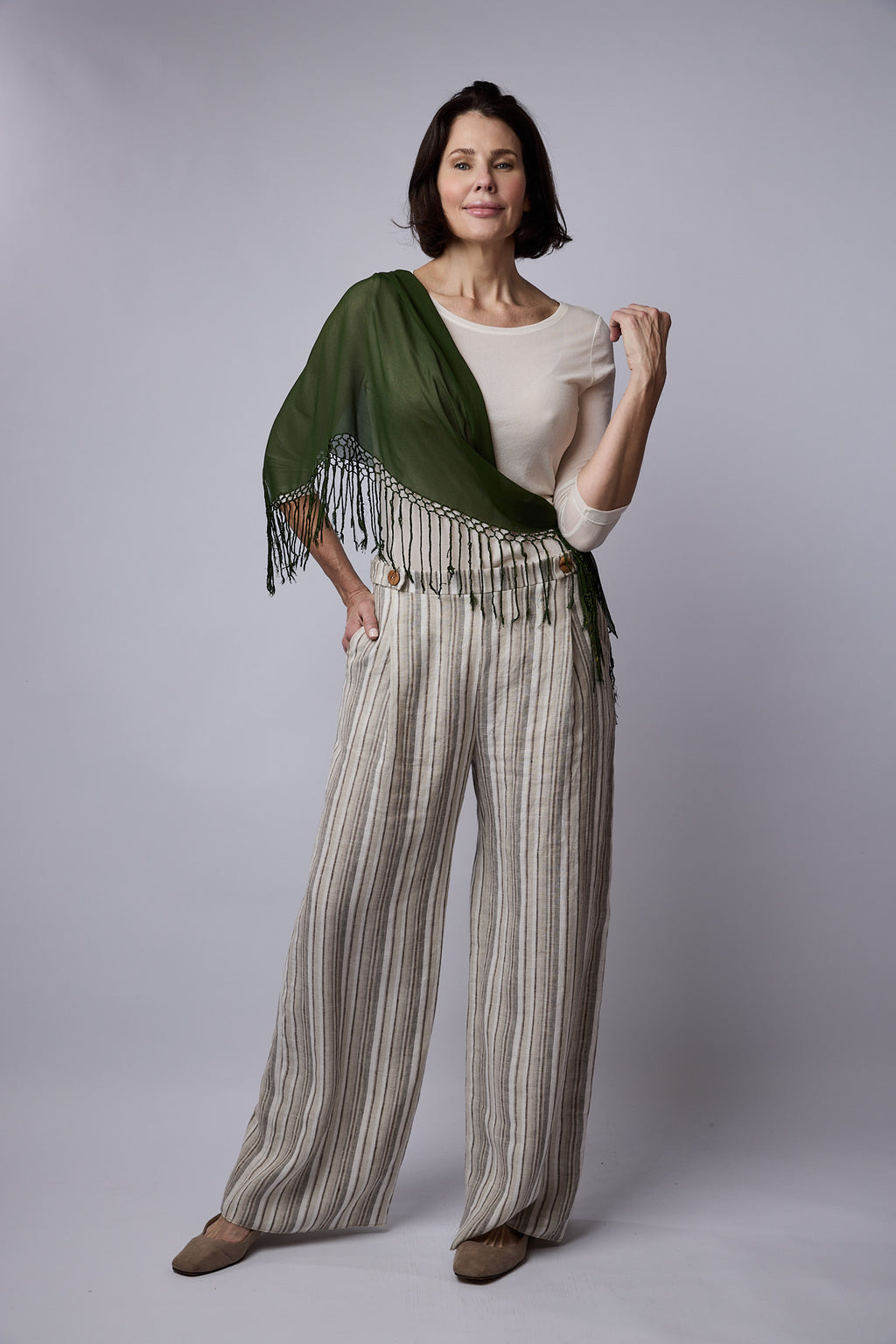 SYLVIA RILEY Artemis Silk Georgette Top Ivory