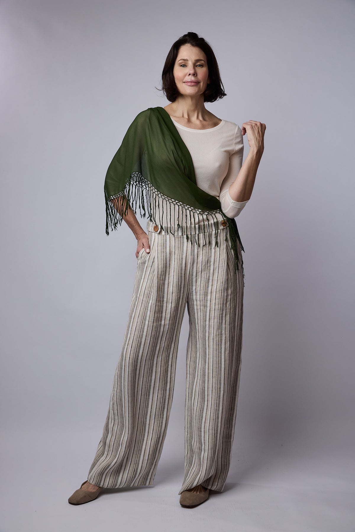 SYLVIA RILEY Artemis Silk Georgette Top Ivory