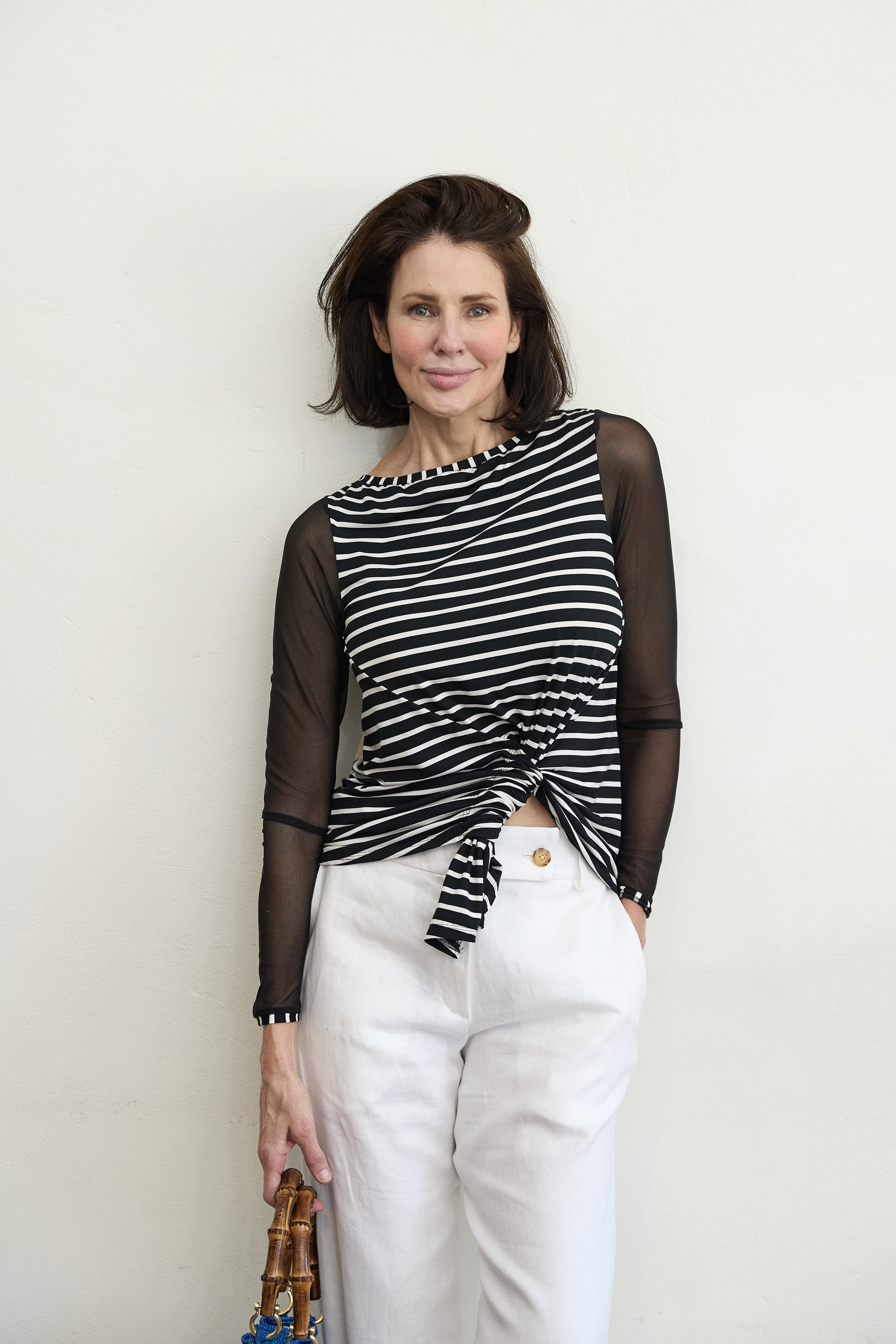 Tokyo mesh sleeve top Stripe