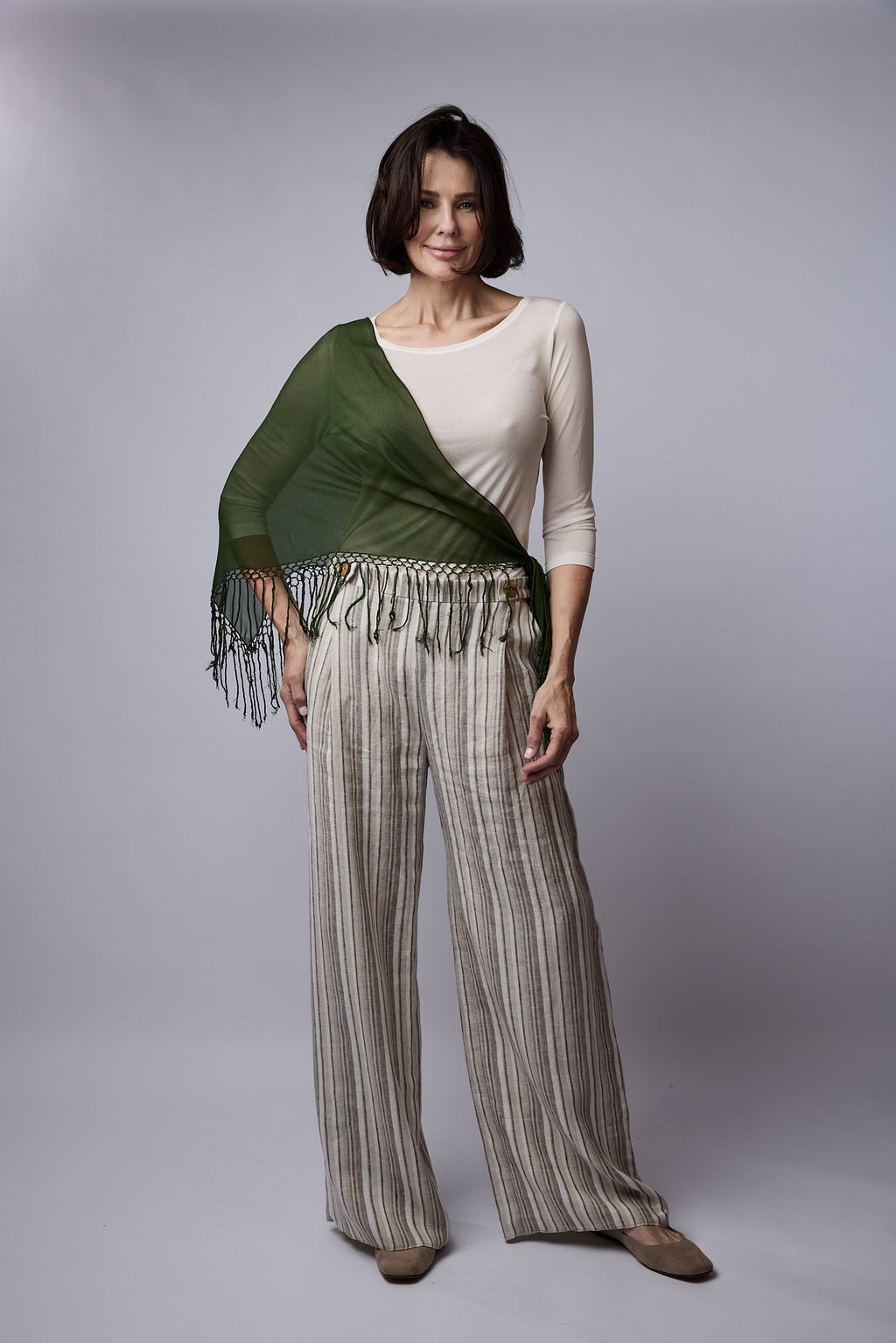 SYLVIA RILEY Artemis Silk Georgette Top Ivory