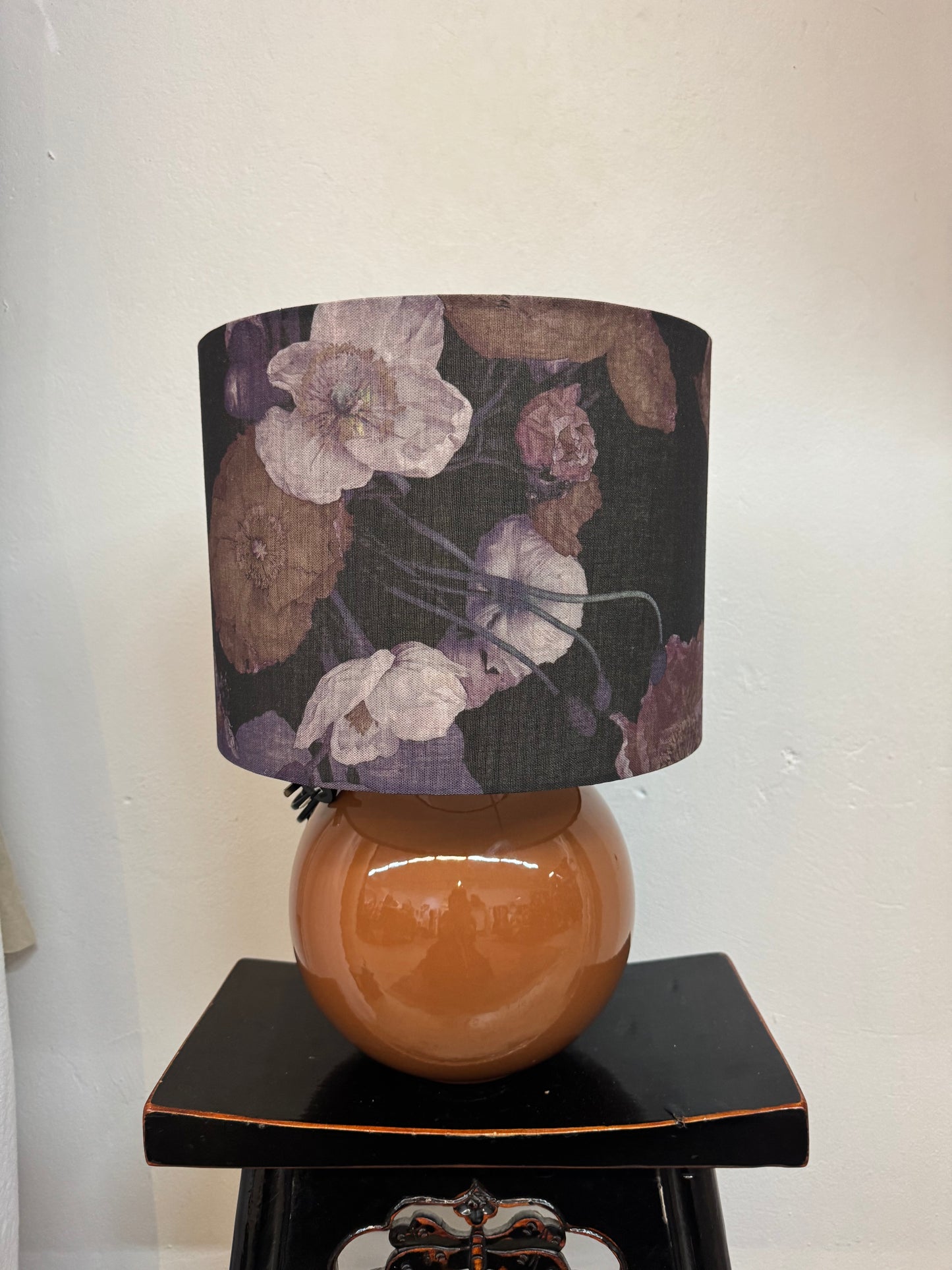 Lamp Veraisin Poppies shade with caramel ceramic base