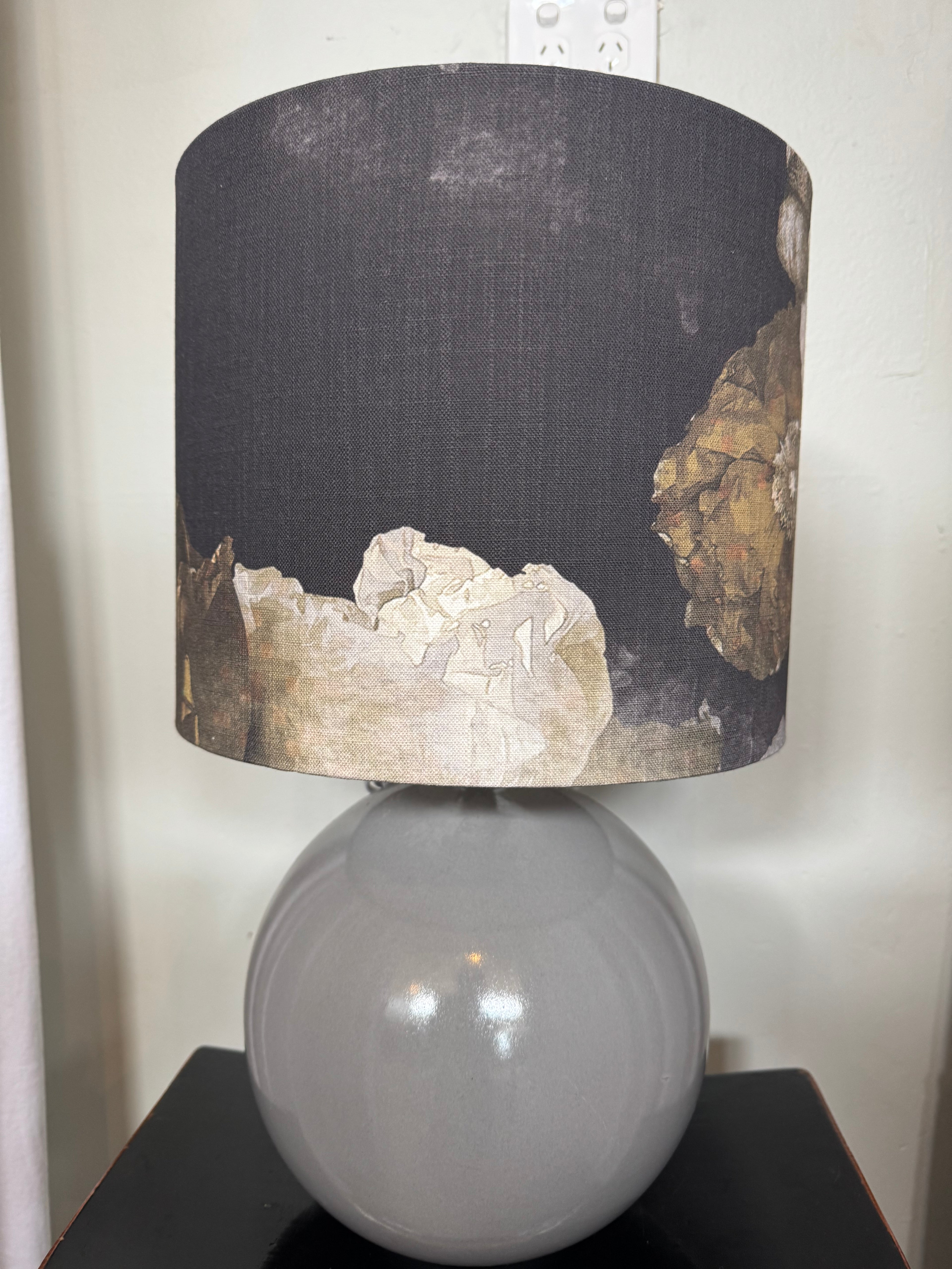 Small Grey base with Sulphur Poppies Silver Foil Shade