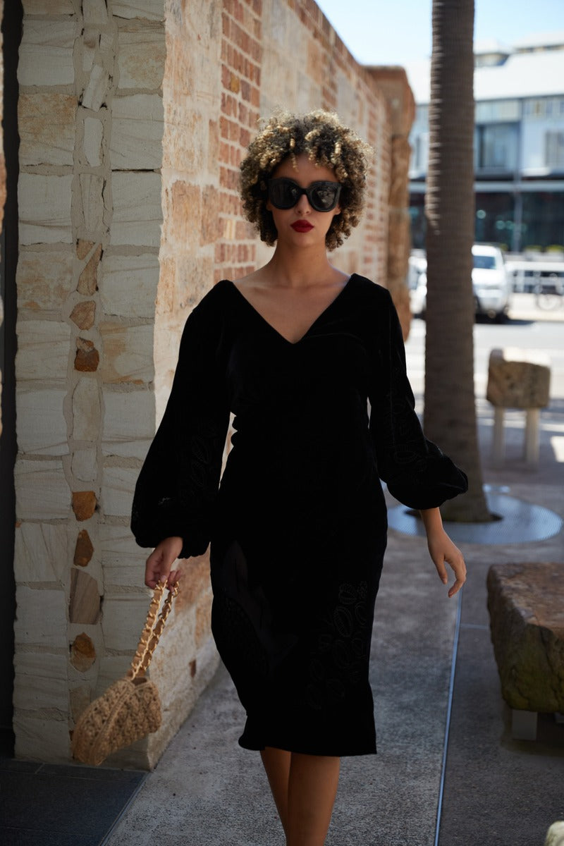 SYLVIA RILEY Rose devore velvet dress