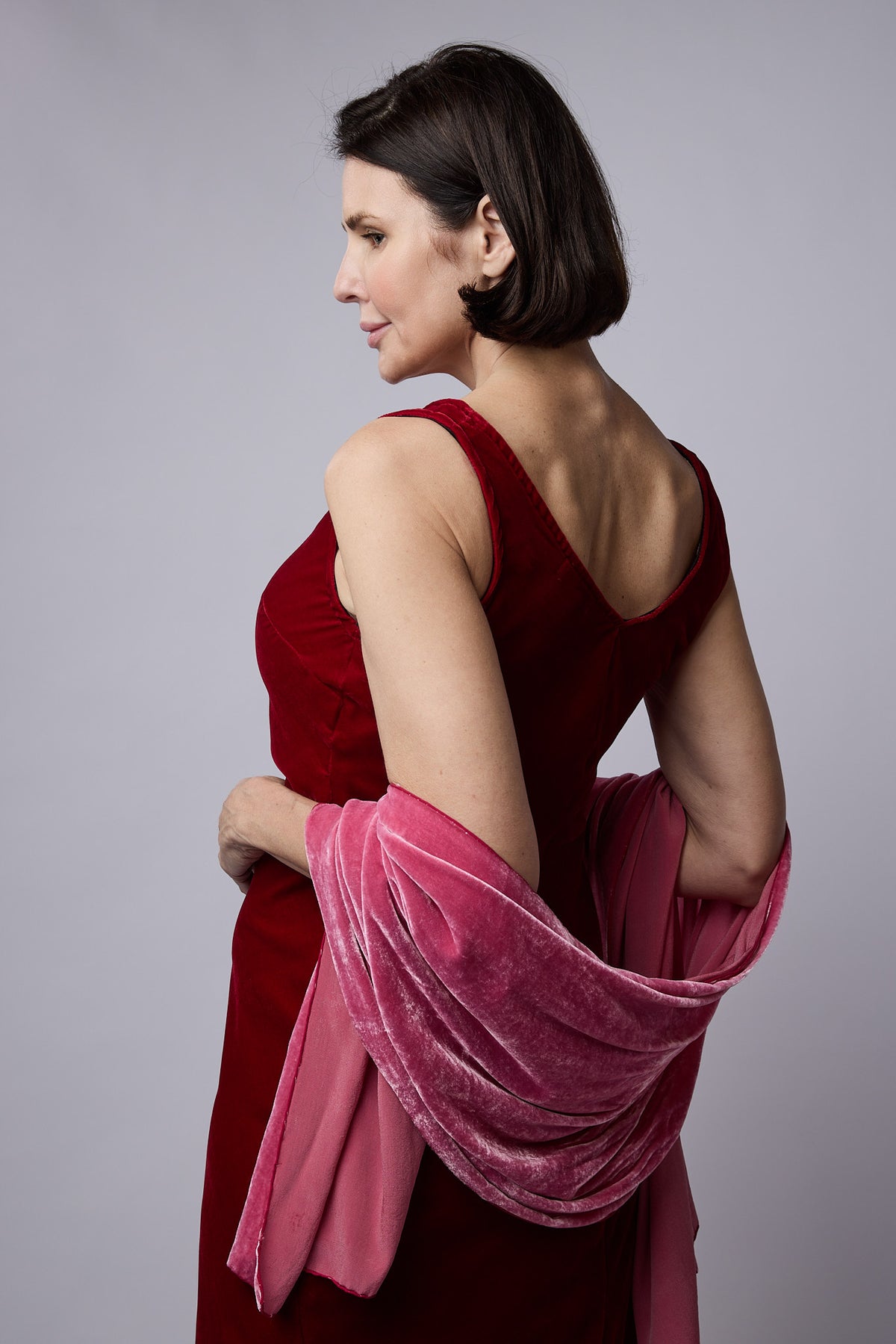 Clarabelle Silk Velvet Dress Red