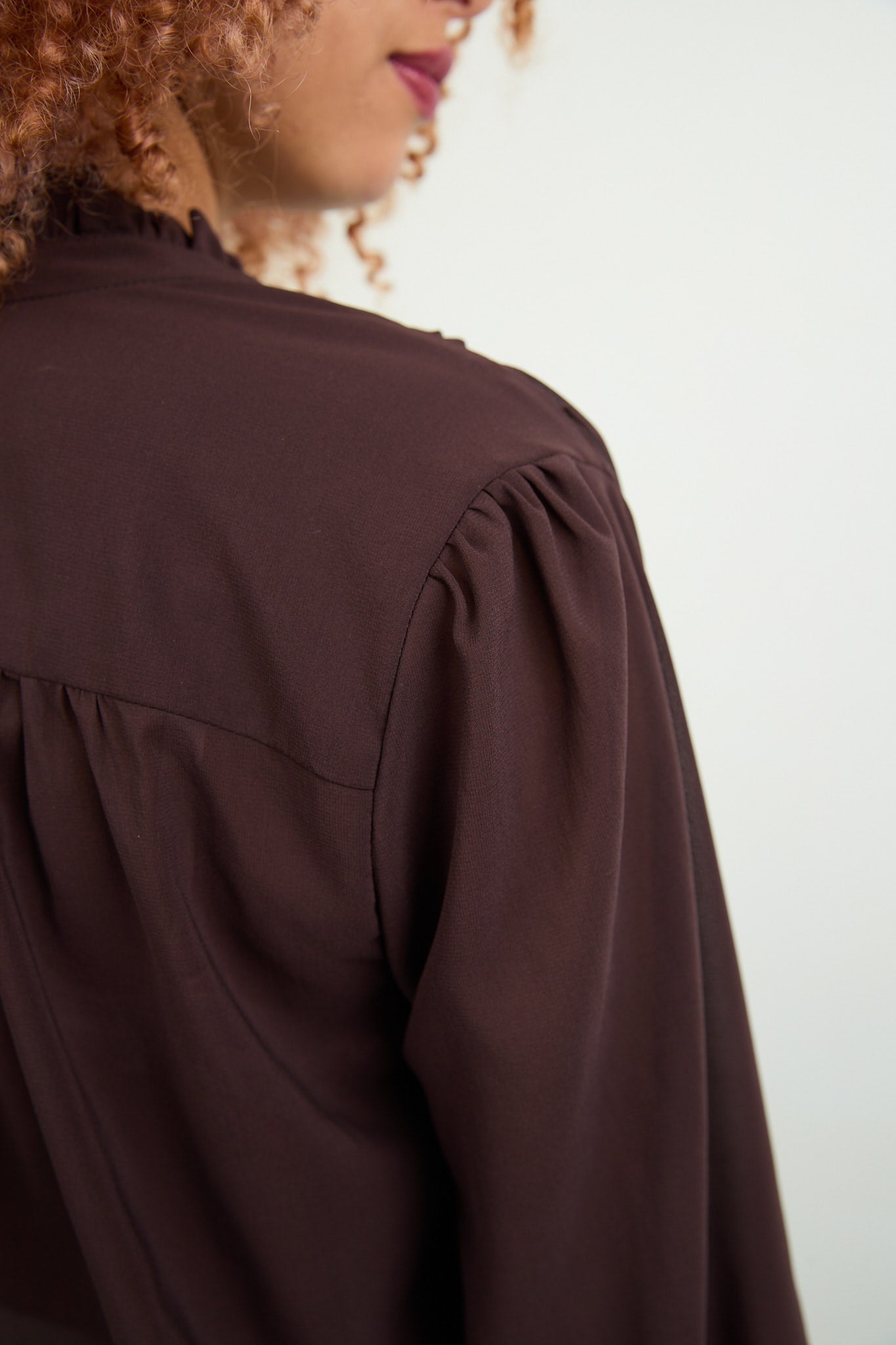 SYLVIA RILEY Aurora Silk Georgette Shirt chocolate
