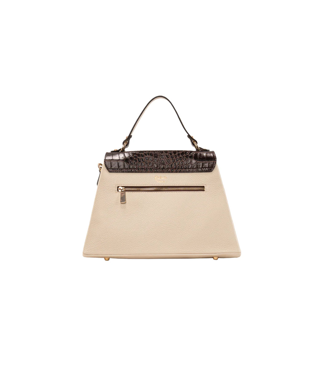 BIDINIS Lisa Grande top handle bag Off White/Dark Brown croc
