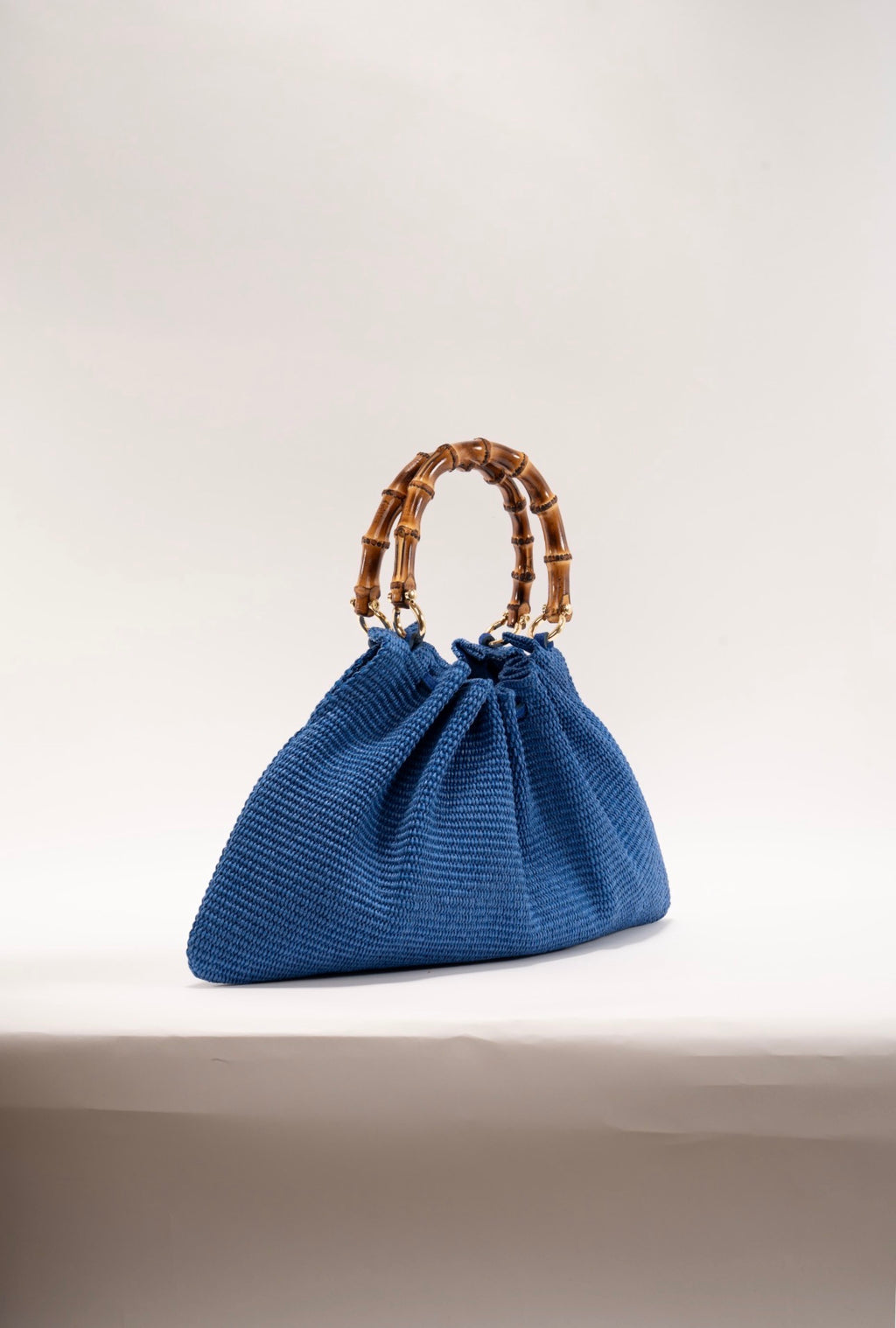 BIDINIS Caterina Medium Raffia Shopping Bag Blue