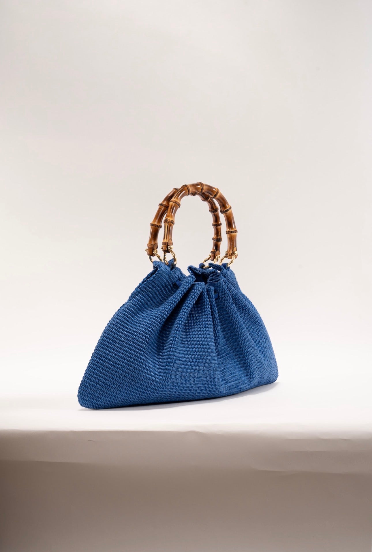 BIDINIS Caterina Medium Raffia Shopping Bag Blue