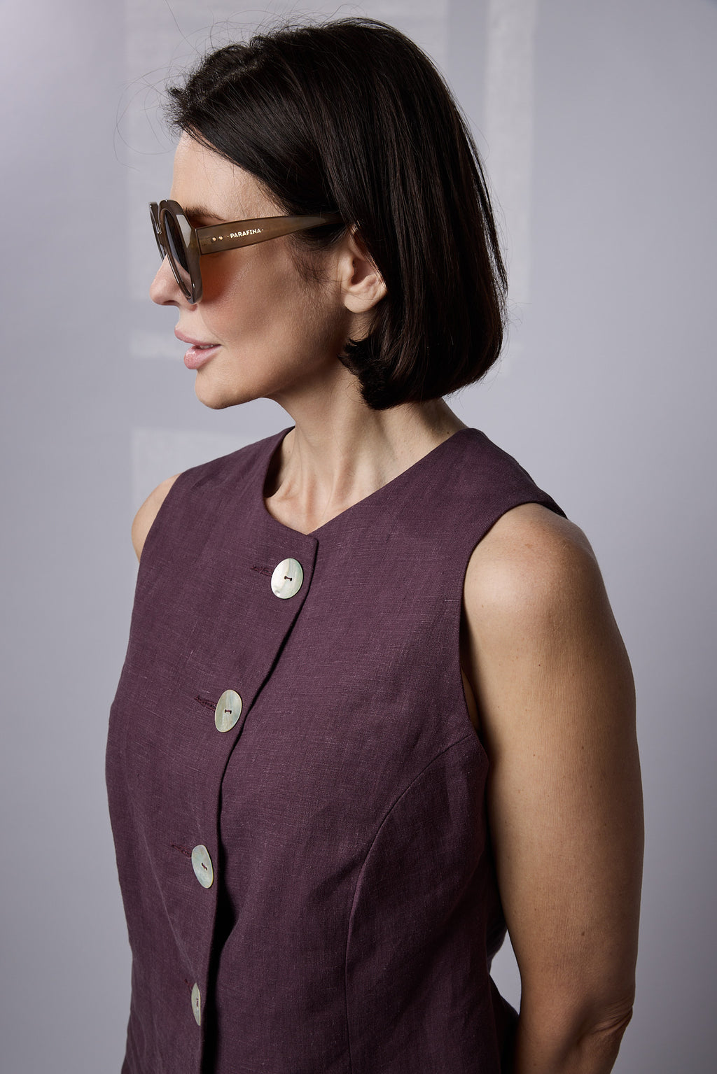 Florence Top Raisin linen