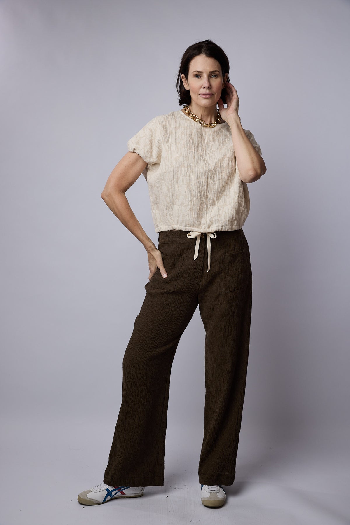 Anya Top Natural Jacquard