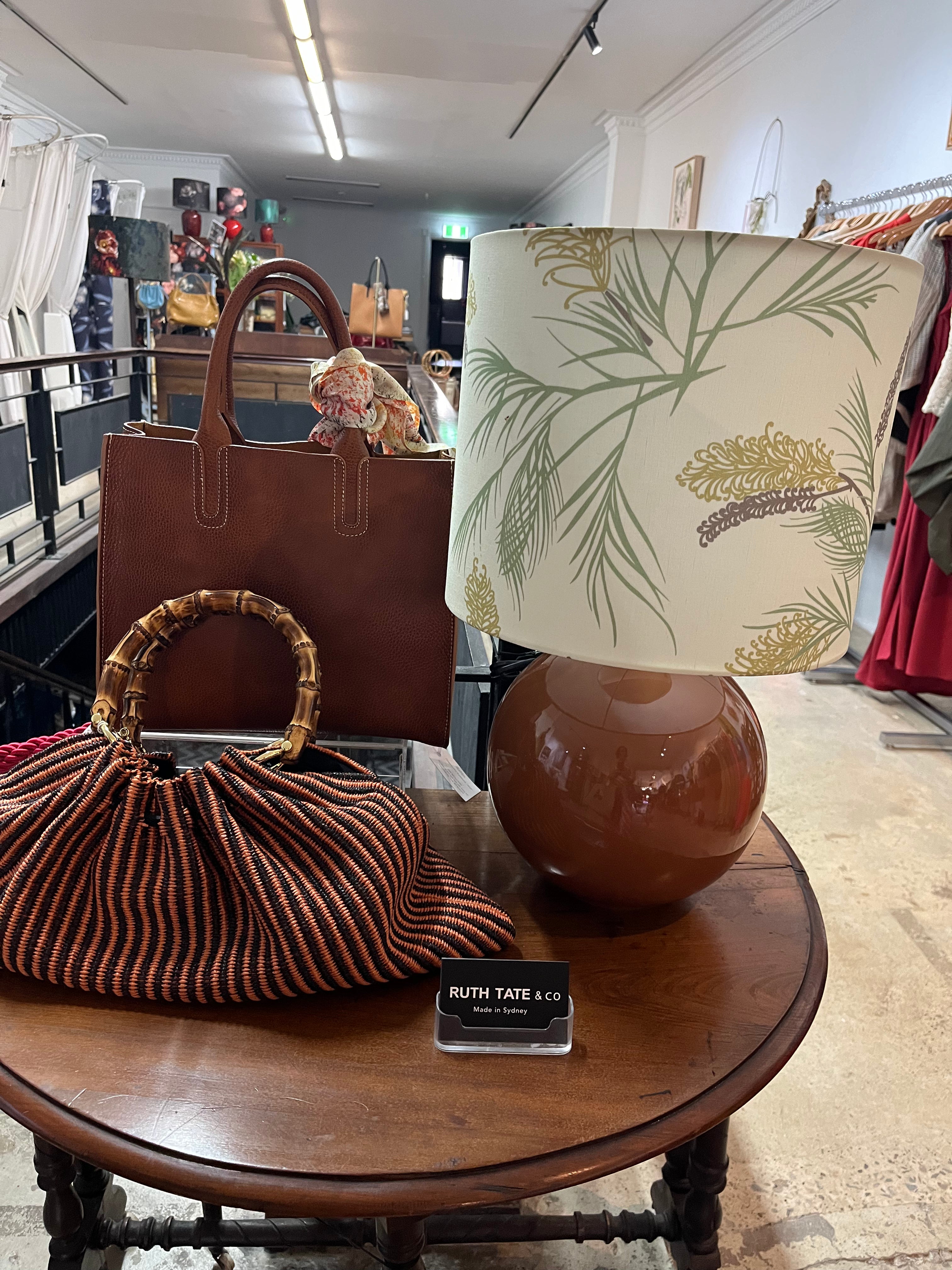 ZYNSKA TEXTILES Grevillea shade/Small Tobacco Sphere Lamp with Lotus Morning Shade