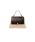 BIDINIS Lisa Grande top handle bag Off White/Dark Brown croc