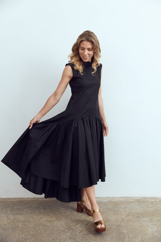 Viera Dress-black poplin