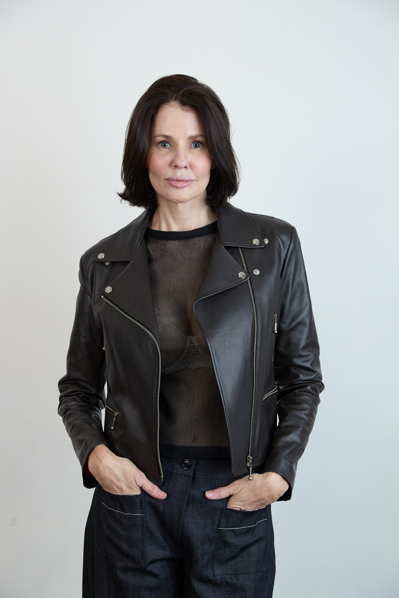 Leather Biker Jacket Chocolate brown