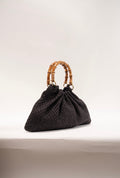 BIDINIS Caterina Medium Raffia Shopping Bag Textured Black