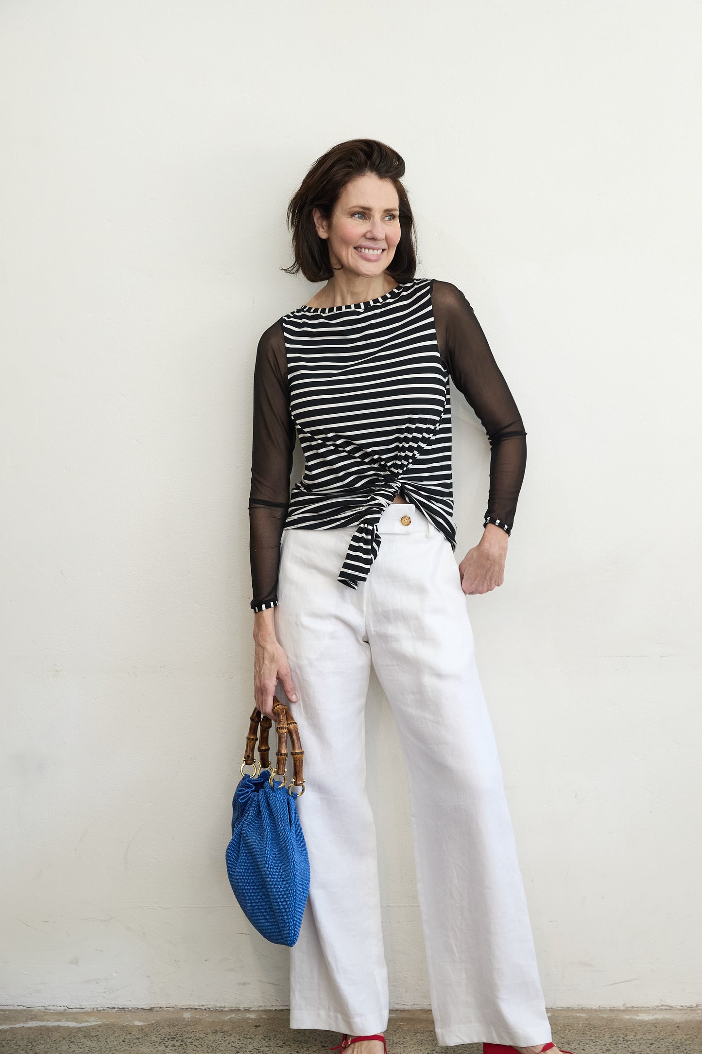 Tokyo mesh sleeve top Stripe