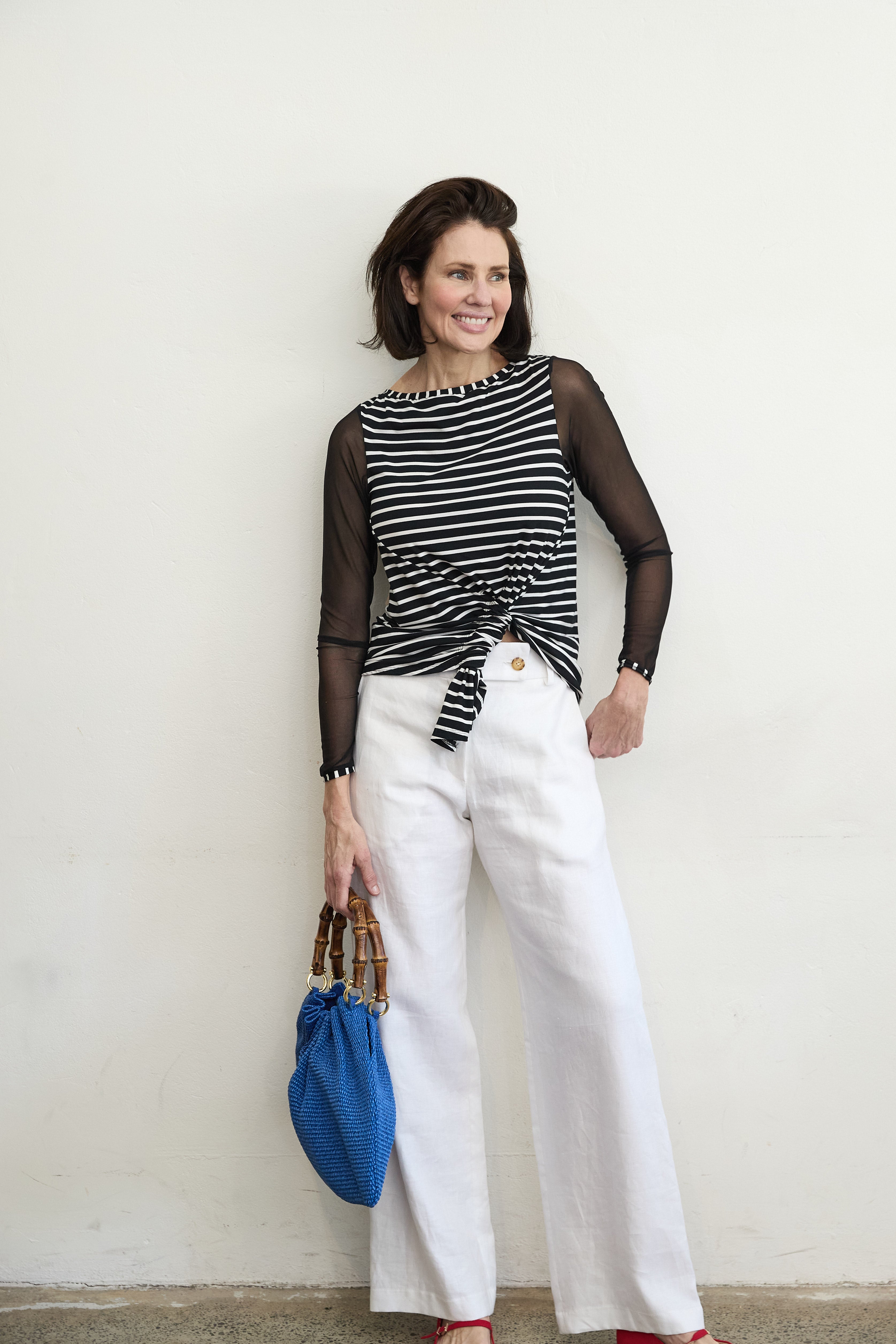 Tokyo mesh sleeve top Stripe