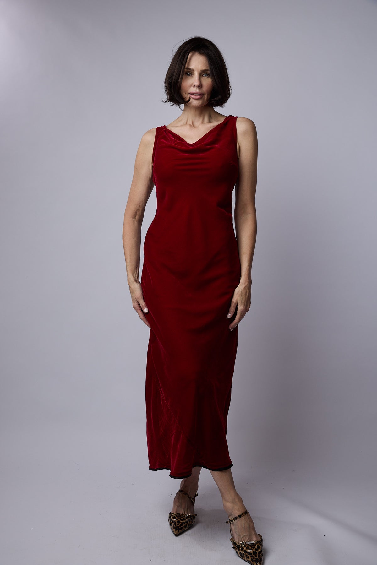 Clarabelle Silk Velvet Dress Red