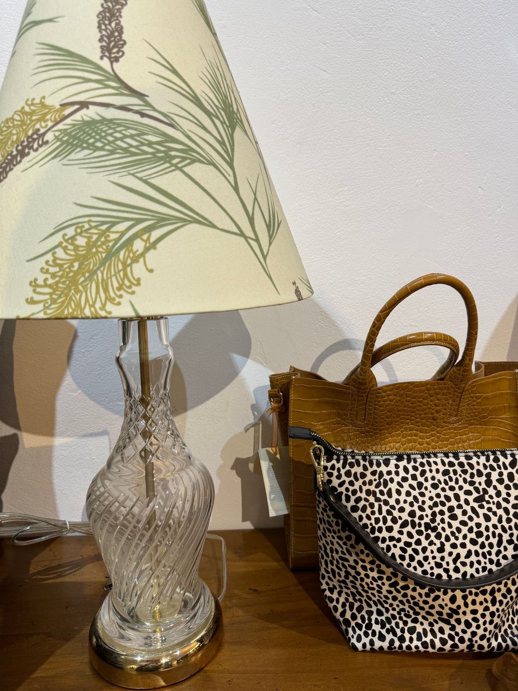 Lamp-Crystal base with Zynska Grevillea shade in cream