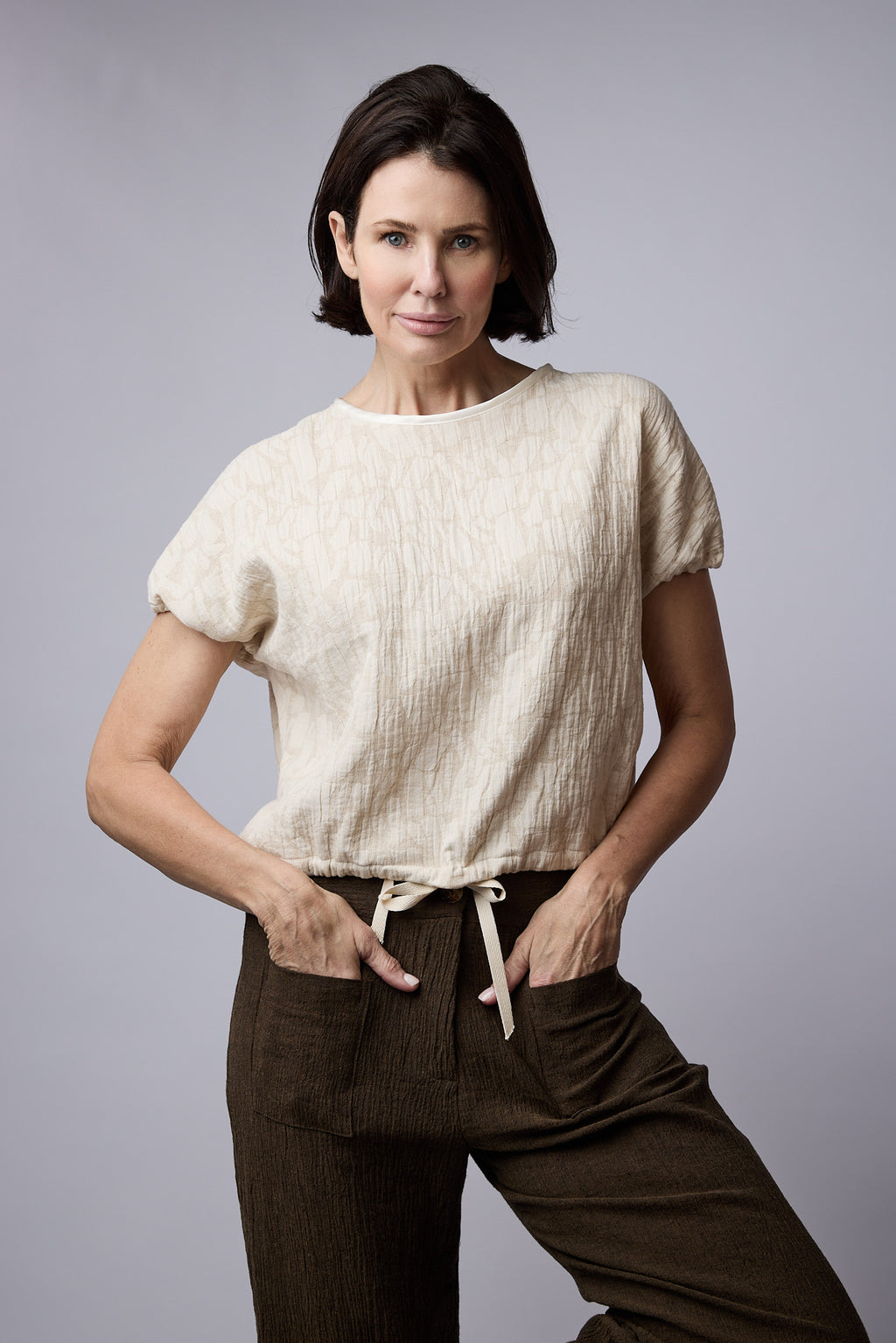 Anya Top Natural Jacquard