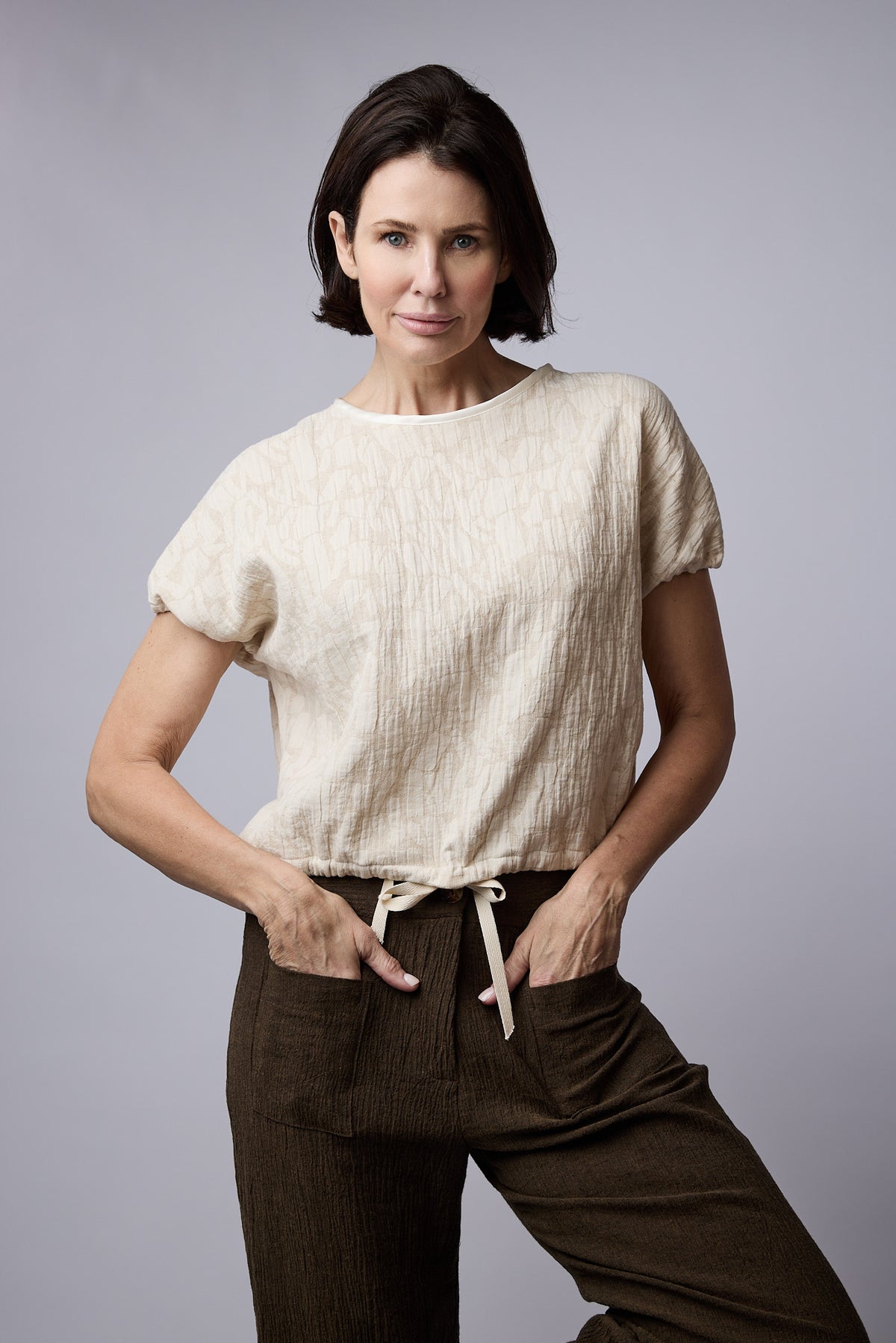 Anya Top Natural Jacquard