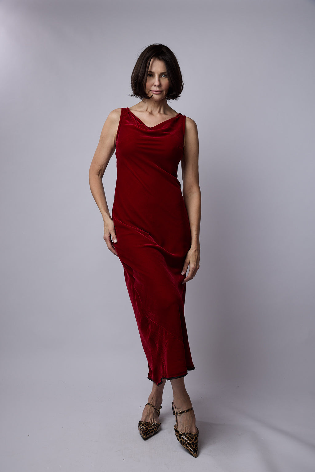 Clarabelle Silk Velvet Dress Red