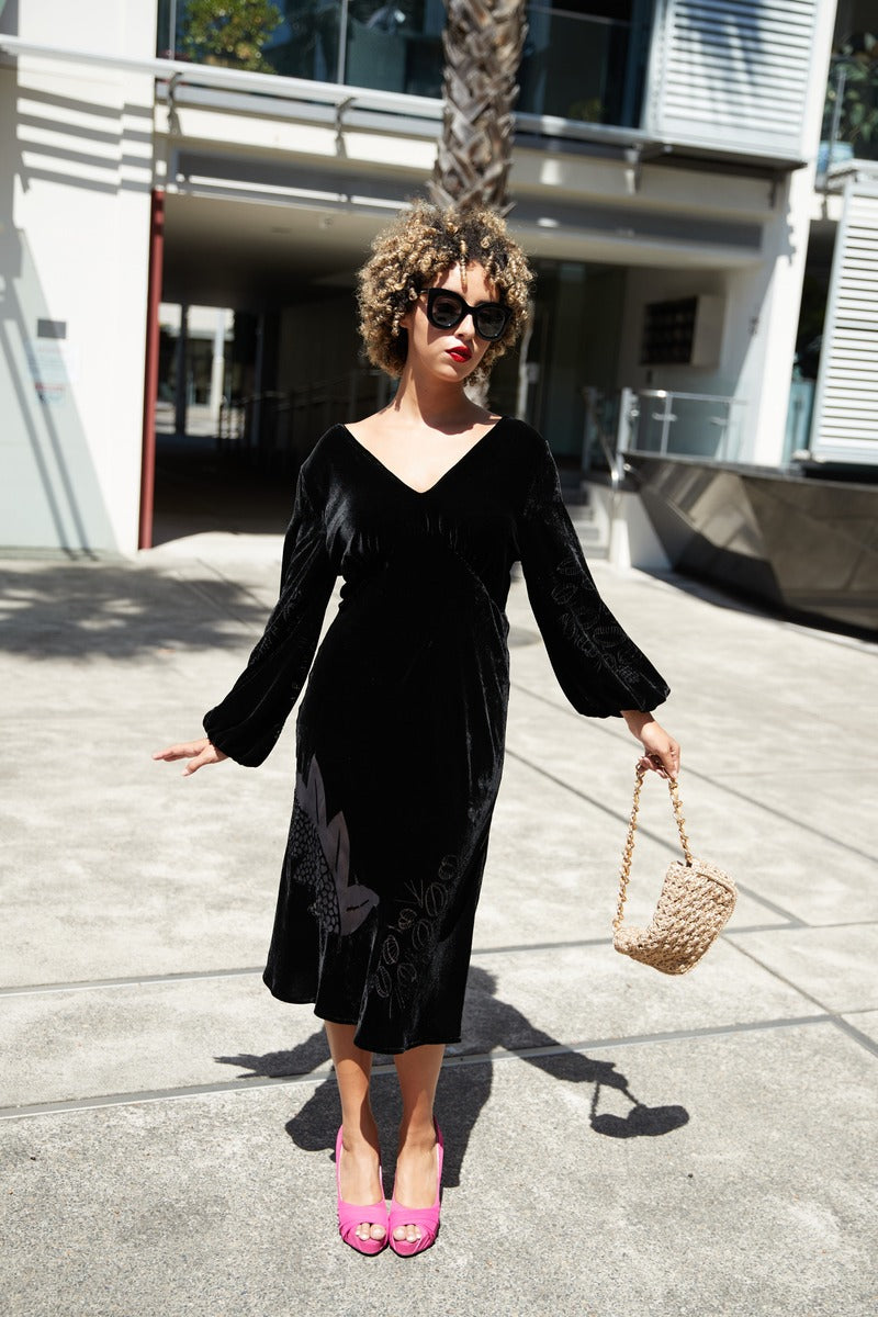 SYLVIA RILEY Rose devore velvet dress